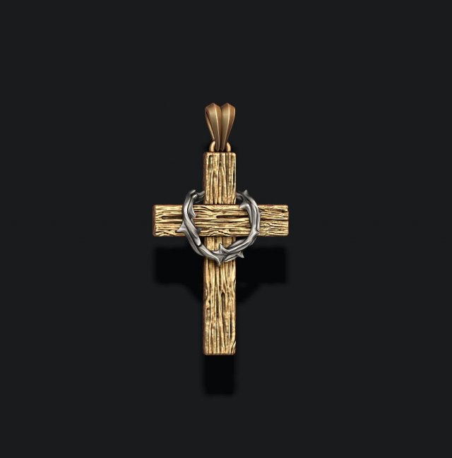 Cross with thorn pendant 3D print model 3D Print Model .c4d .max .obj .3ds .fbx .stl .blend 