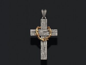 Cross with thorn pendant 3D print model 3D Print Model