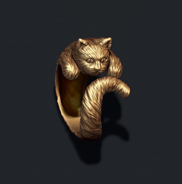 Cat ring 3D print model 3D 打印模型 .c4d .max .obj .3ds .fbx .stl .blend 