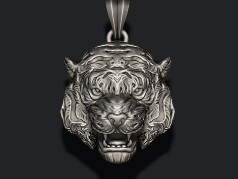 Tiger pendant 3D print model 3D Принт Модель