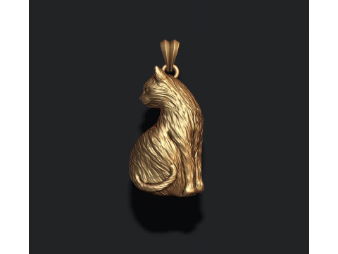 Cat pendant 3D print model 3Dプリントモデル