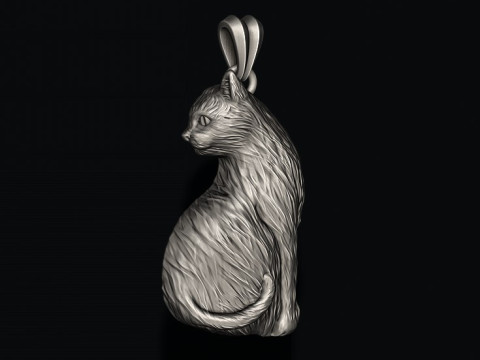 Cat pendant 3D print model Modèles 3D en vedette