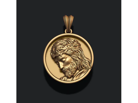 Modello di stampa 3D con ciondolo con cornice rotonda di Ges&ugrave; Modello di stampa 3D