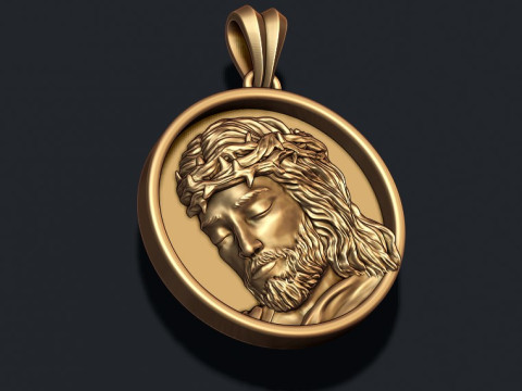 Jesus round frame pendant 3D print model Modello di stampa 3D