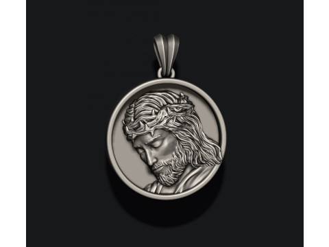 Jesus round frame pendant 3D print model Modello di stampa 3D