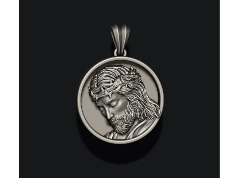 Jesus round frame pendant 3D print model 3D Print Model
