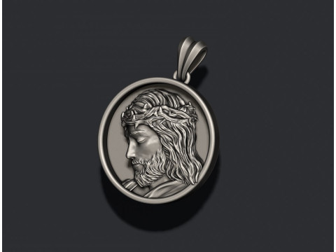 Jesus round frame pendant 3D print model Modello di stampa 3D