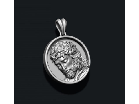 Jesus round frame pendant 3D print model Modello di stampa 3D