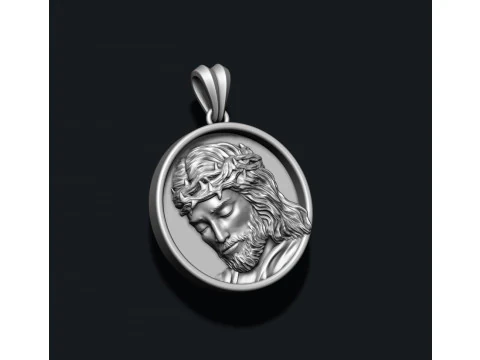 Jesus round frame pendant 3D print model 3D Print Model