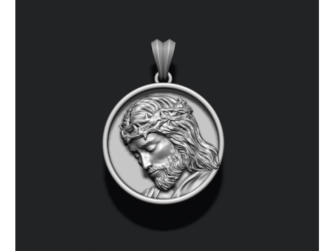 Jesus round frame pendant 3D print model Modello di stampa 3D