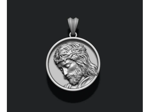 Jesus round frame pendant 3D print model 3D Print Model