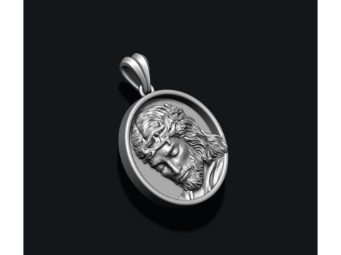 Jesus round frame pendant 3D print model Modello di stampa 3D