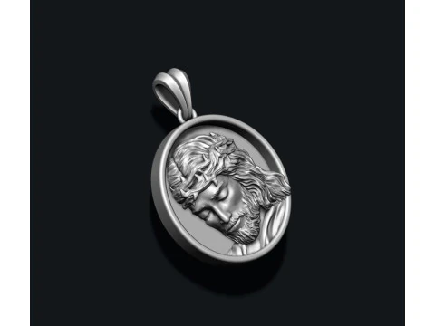 Jesus round frame pendant 3D print model 3D Print Model