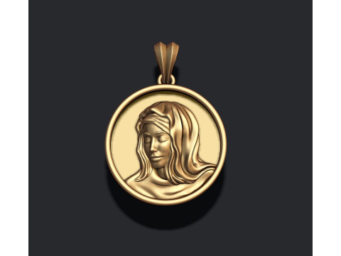 Holy Mary round frame pendant 3D print model Modelo de impresión 3D