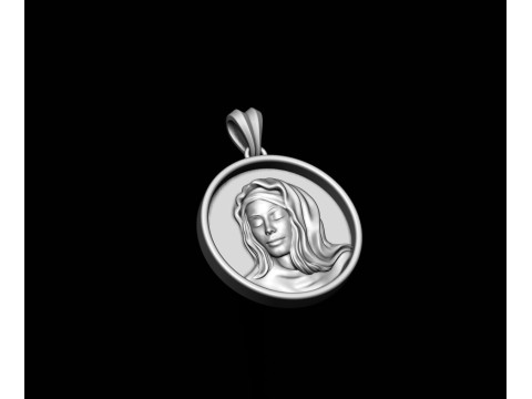 Holy Mary round frame pendant 3D print model Modelo de impresión 3D