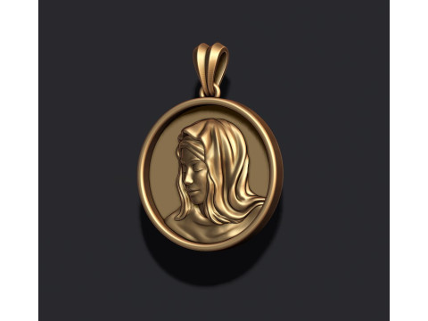 Holy Mary round frame pendant 3D print model Modelo de impresión 3D
