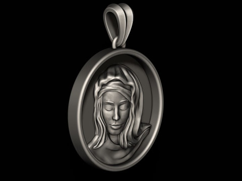 Holy Mary round frame pendant 3D print model Modelo de impresión 3D