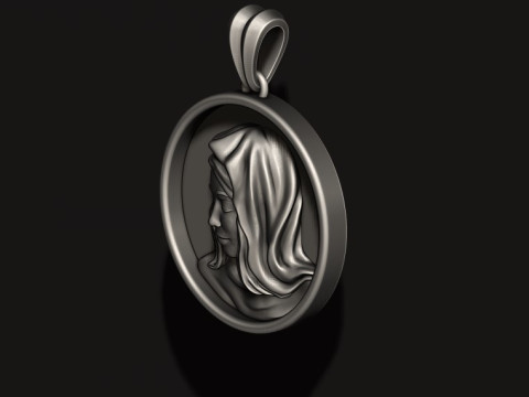 Holy Mary round frame pendant 3D print model Modelo de impresión 3D