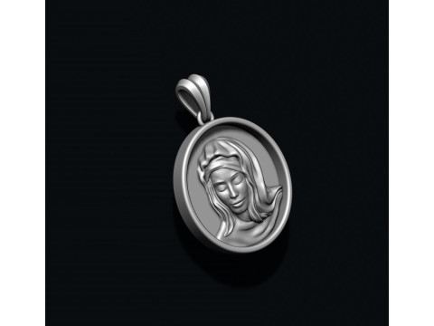 Holy Mary round frame pendant 3D print model Modelo de impresión 3D