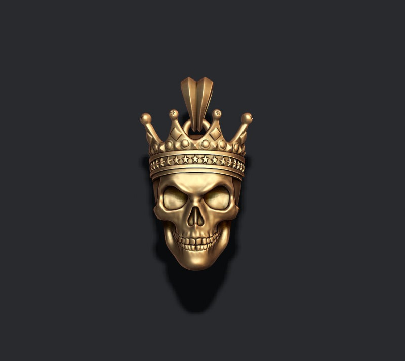 Skull with crown pendant 3D print model 3D 打印模型 .c4d .max .obj .3ds .fbx .stl .blend 