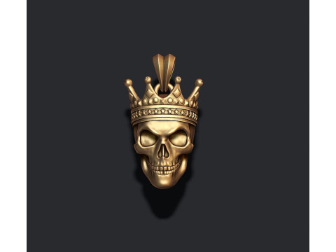 Skull with crown pendant 3D print model 3D प्रिंट मॉडल