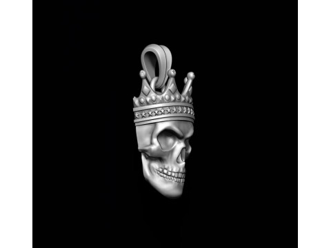 Skull with crown pendant 3D print model 3D 打印模型