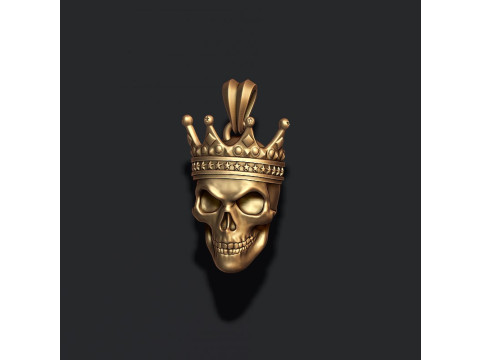 Skull with crown pendant 3D print model 3D 打印模型