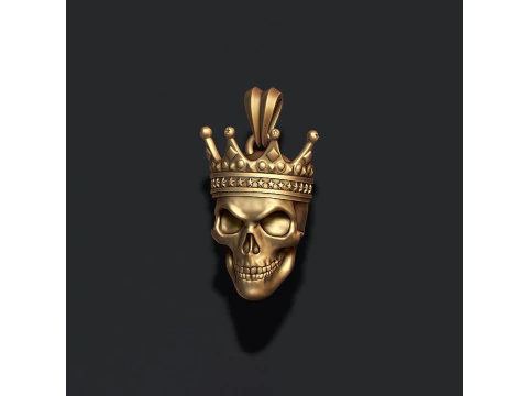 Skull with crown pendant 3D print model 3D Print Model