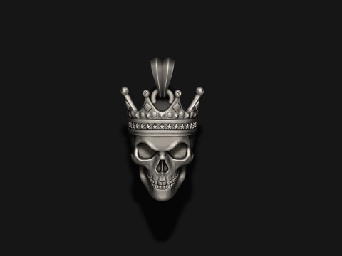 Skull with crown pendant 3D print model 3D 打印模型