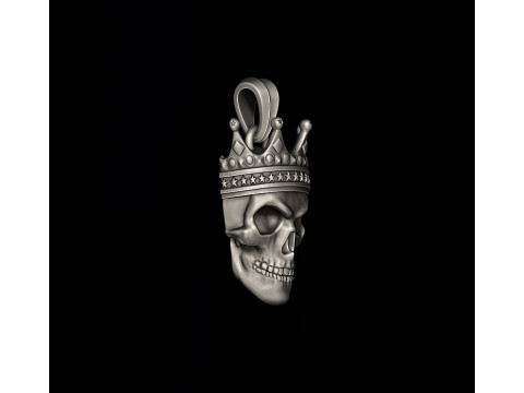 Skull with crown pendant 3D print model 3D 打印模型