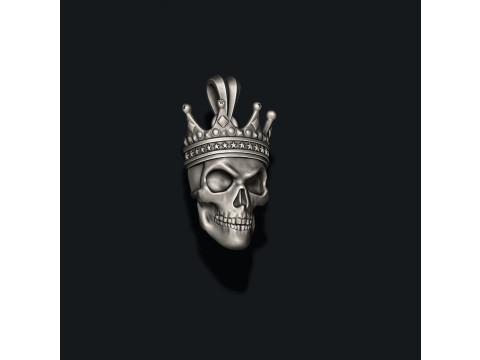 Skull with crown pendant 3D print model 3D 打印模型