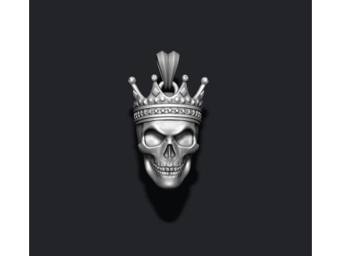Skull with crown pendant 3D print model 3D 打印模型