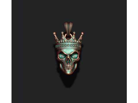Skull with crown pendant 3D print model 3D 打印模型