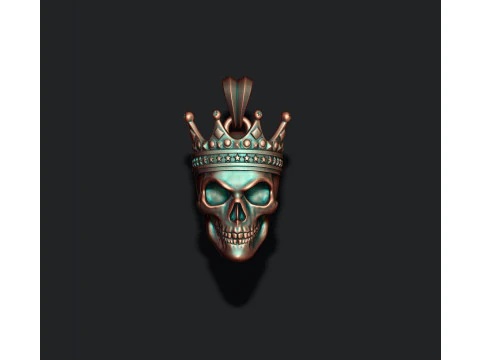 Skull with crown pendant 3D print model 3D Print Model