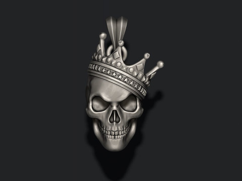Skull with crown pendant v3 3D print model 3D Print Model
