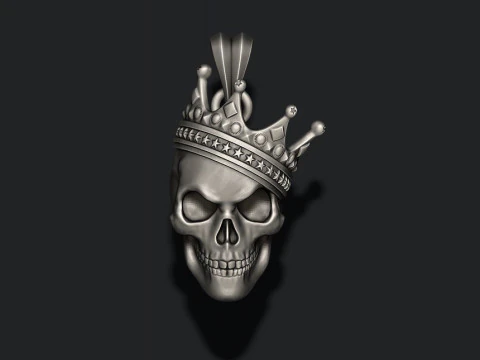 Teschio con pendente a corona v3 Modello di stampa 3D Modello di stampa 3D