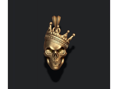 Skull with crown pendant v3 3D print model 3D 打印模型