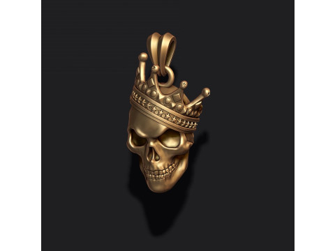 Skull with crown pendant v3 3D print model 3D 打印模型