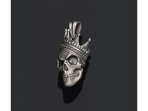 Skull with crown pendant v3 3D print model 3D 打印模型