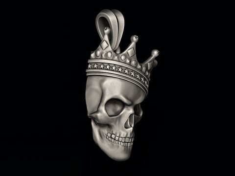 Skull with crown pendant v3 3D print model 3D 打印模型