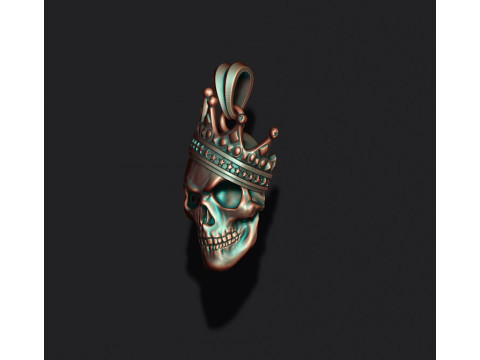 Skull with crown pendant v3 3D print model 3D 打印模型