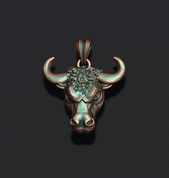 Bull head basrelief pendant 3D print model 3D Print Model .c4d .max .obj .3ds .fbx .stl .blend 