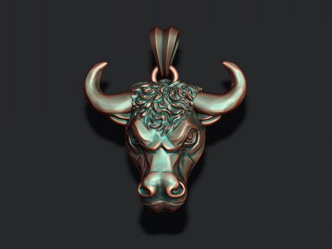 Bull head basrelief pendant 3D print model 3D Print Model