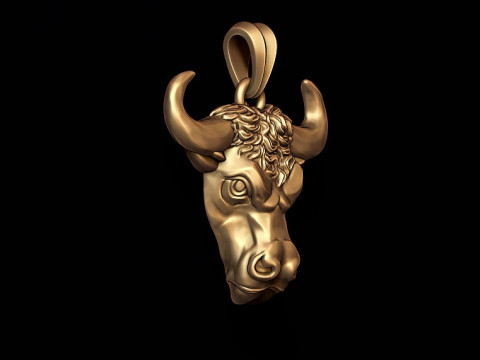 Bull head basrelief pendant 3D print model 3D Print Model