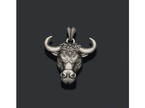 Bull head basrelief pendant 3D print model 3D Print Model