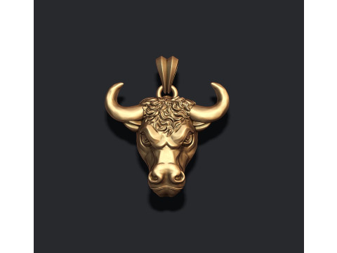 Bull head basrelief pendant 3D print model 3D Print Model