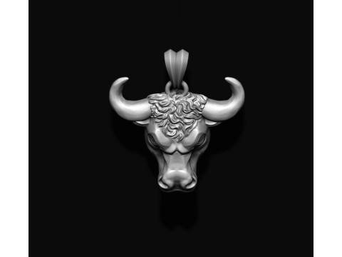 Bull head basrelief pendant 3D print model 3D Print Model