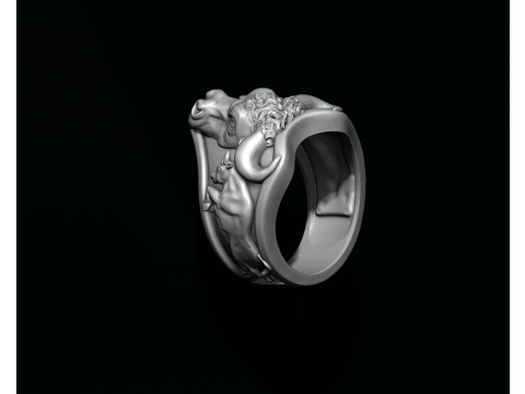 Bull head basrelief ring 3D print model Modelo de impresión 3D