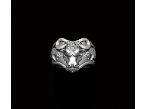Bull head basrelief ring 3D print model Modelo de impresión 3D