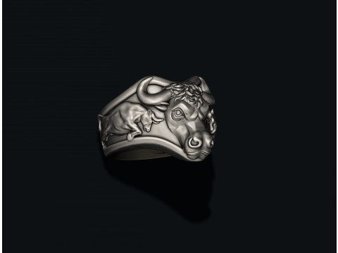 Bull head basrelief ring 3D print model Modelo de impresión 3D